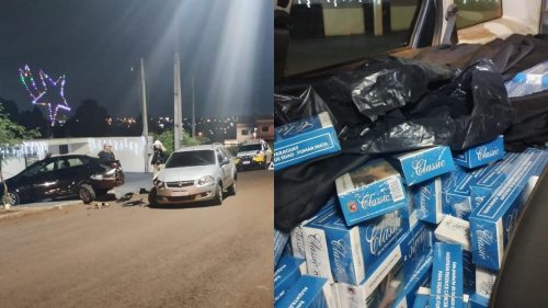Acidente de trânsito revela contrabando de cigarros e motorista foge após colisão em Cascavel Acidente de trânsito revela contrabando de cigarros e motorista foge após colisão em Cascavel