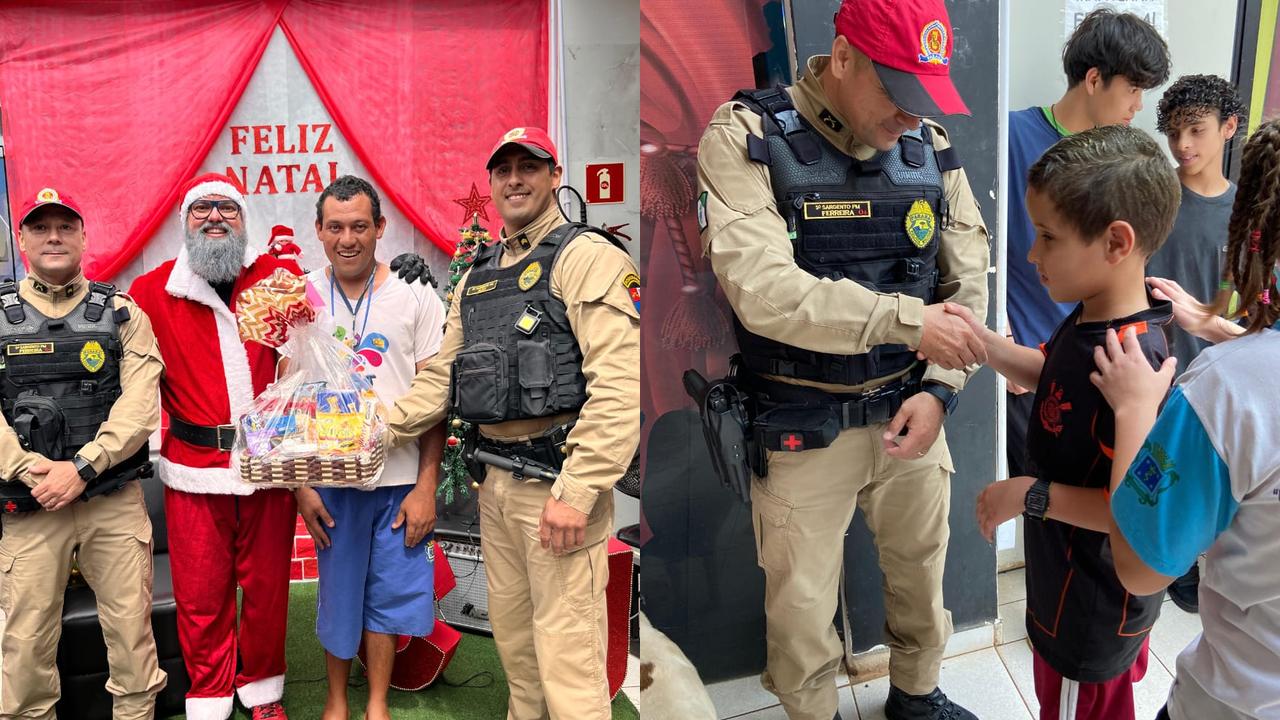 Polícia Rodoviária e Papai Noel entregam presentes no Centro da Juventude em Cascavel