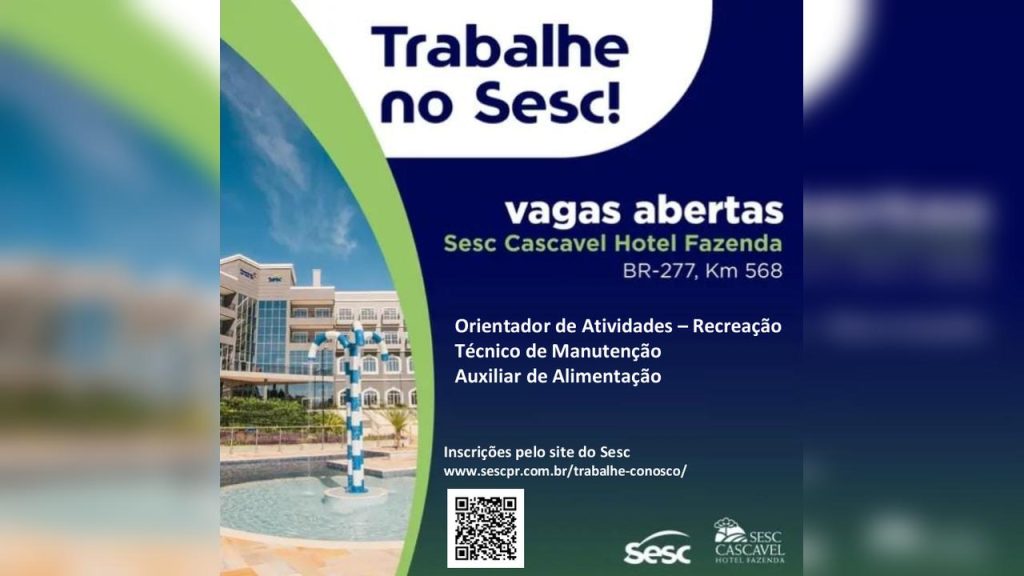 Sesc Hotel Fazenda abre vagas com salários até R$ 4.610,78 Sesc Hotel Fazenda abre vagas com salários até R$ 4.610,78