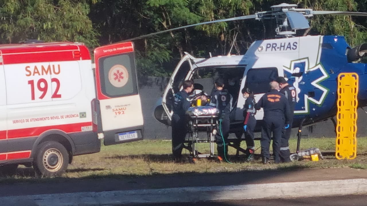 Vítima de acidente em Guaraniaçu é encaminhada de helicóptero para Cascavel Imagem referente a Vítima de acidente em Guaraniaçu é encaminhada de helicóptero para Cascavel