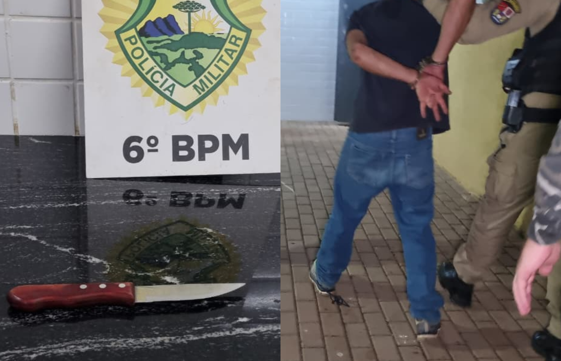 Suspeito de ameaçar mulher e familiares com faca é detido pela PM no Bairro Interlagos