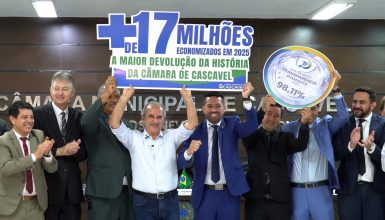 Imagem referente a Prefeitura de Cascavel recebe devolução histórica de mais de R$ 17 milhões da Câmara de Vereadores