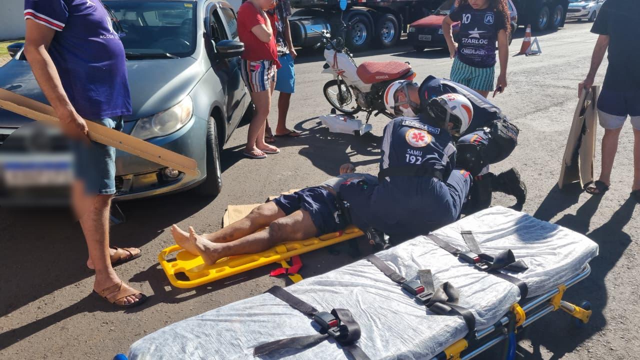 Acidente na Rua Jacob do Bandolin deixa motociclista ferido