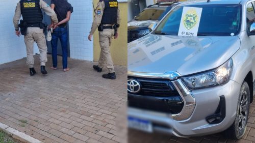 Com caminhonete furtada em Santa Catarina, homem é preso pela PM em Cascavel Imagem referente a Com caminhonete furtada em Santa Catarina, homem é preso pela PM em Cascavel