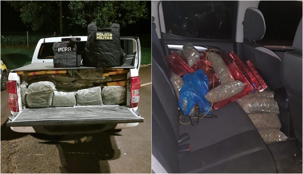 Caminhonete lotada de maconha e HR-V batedor são apreendidos na BR-277