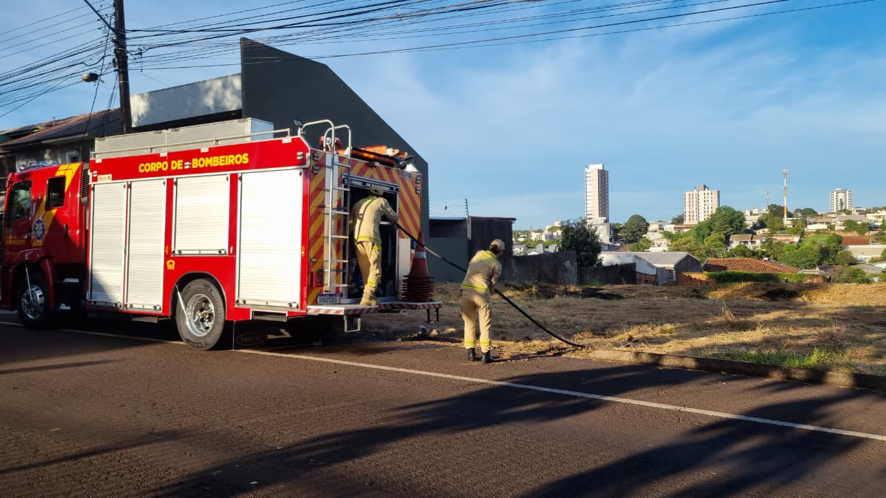 Bombeiros atuam rápido e impedem que fogo se alastre em lote baldio no Parque São Paulo