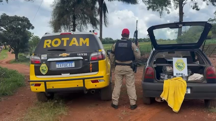 ROTAM do BPRv apreende cerca de 150 quilos de maconha na PR-586, em Santa Tereza do Oeste
