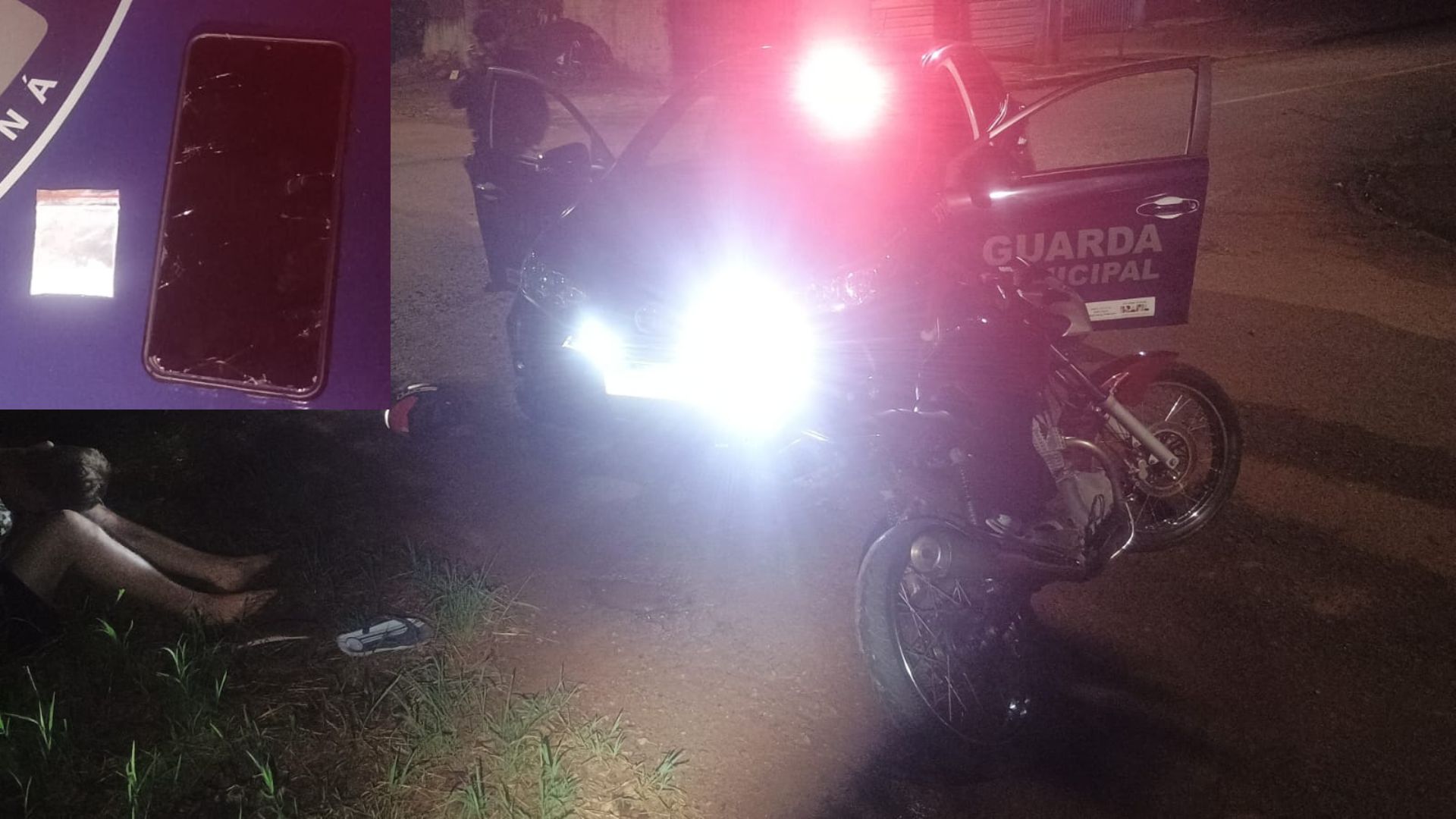 Homem é detido pela GM após manobras perigosas, queda de moto e apreensão de droga em Cascavel