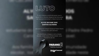 Núcleo Regional emite nota de pesar pelo falecimento da estudante cascavelense Alyce dos Santos Oliveira Imagem referente a Núcleo Regional emite nota de pesar pelo falecimento da estudante cascavelense Alyce dos Santos Oliveira