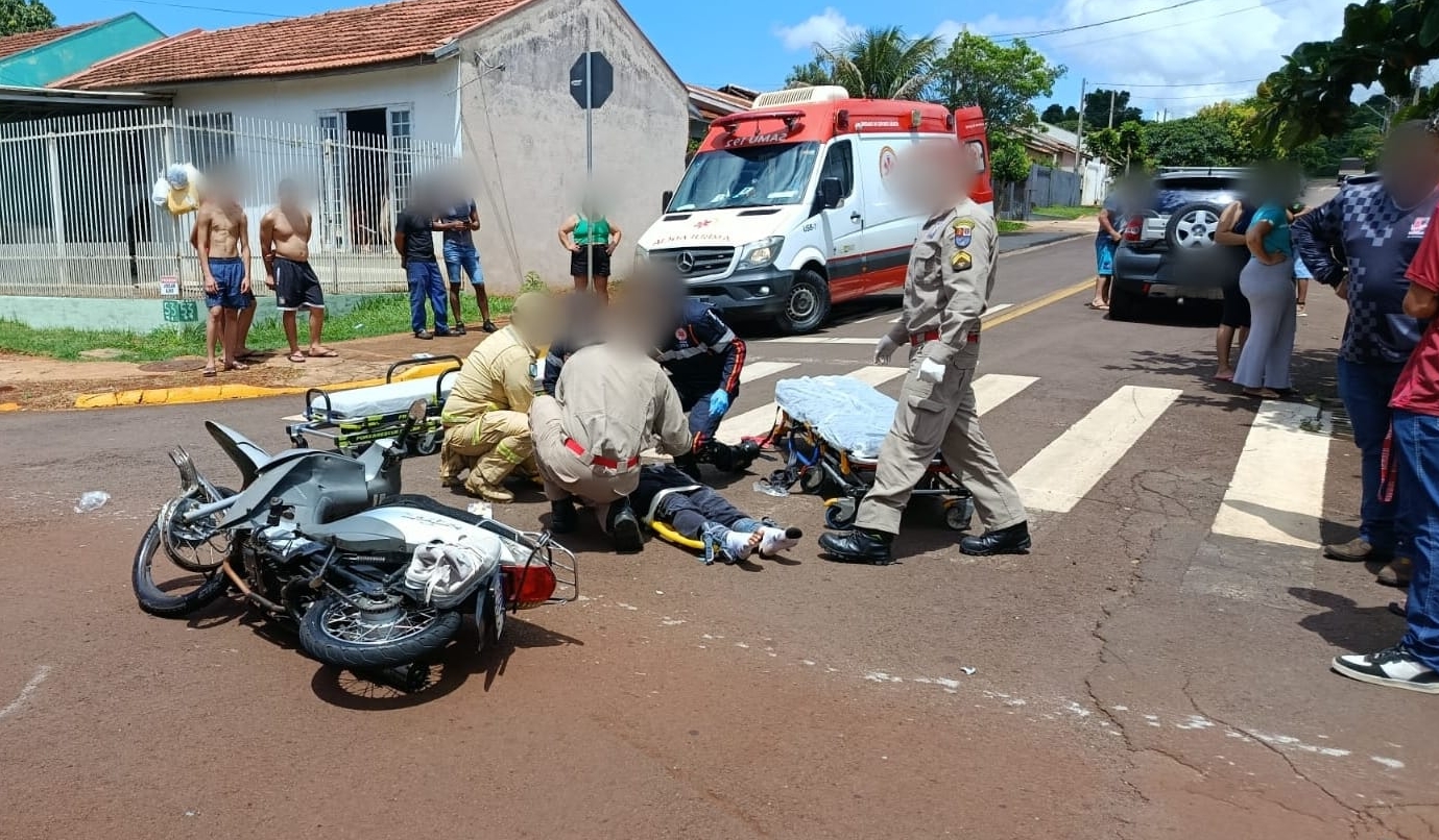 Acidente entre carro e motocicleta deixa jovem ferido em Toledo