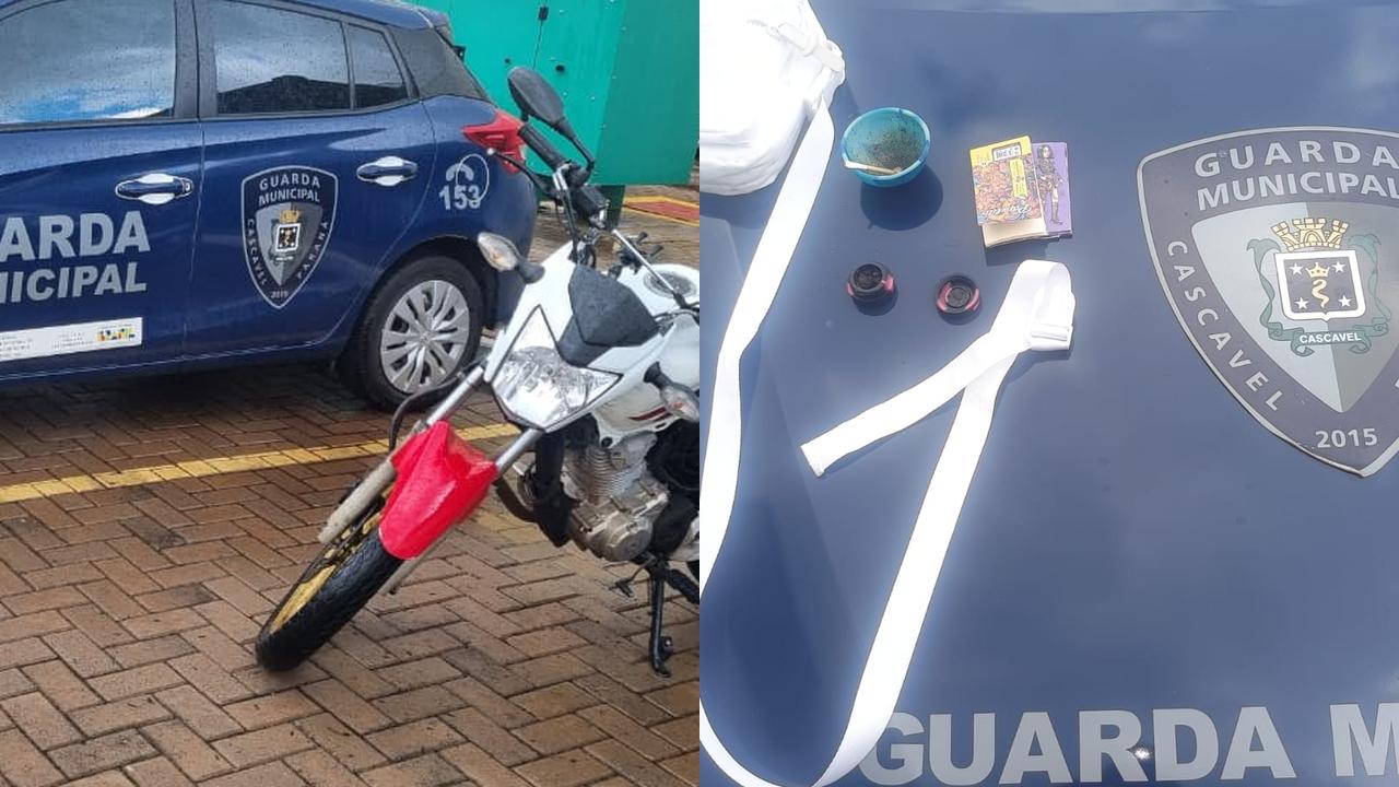 Em posse de drogas e após empinar moto em frente à viatura da GM, homem é detido no Riviera