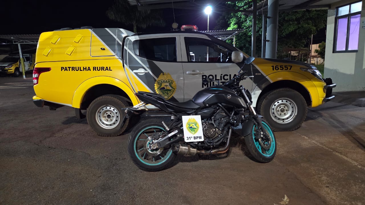Polícia Militar recupera motocicleta furtada em área de mata em Assis Chateaubriand