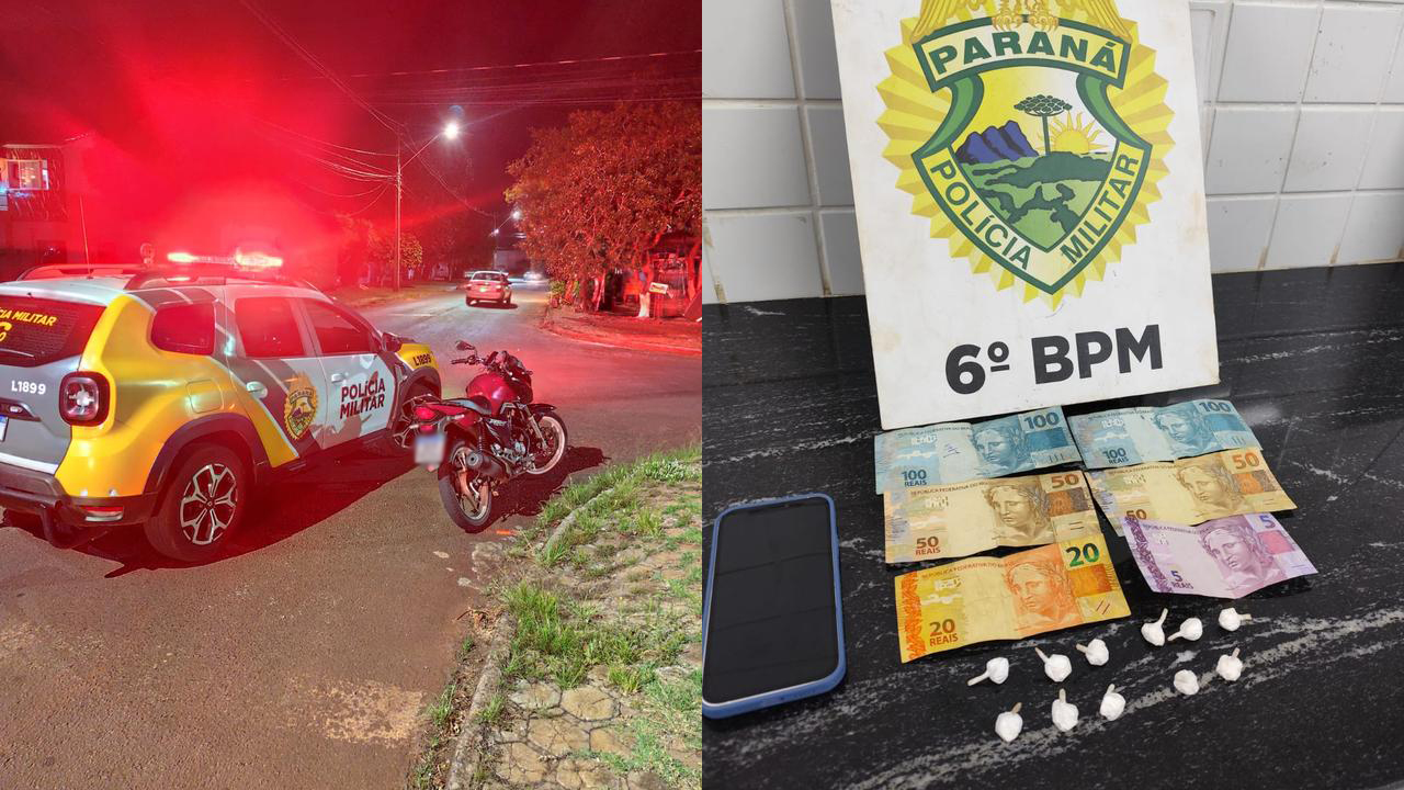 Jovem é preso em posse de cocaína após perseguição policial no bairro Santa Cruz, em Cascavel
