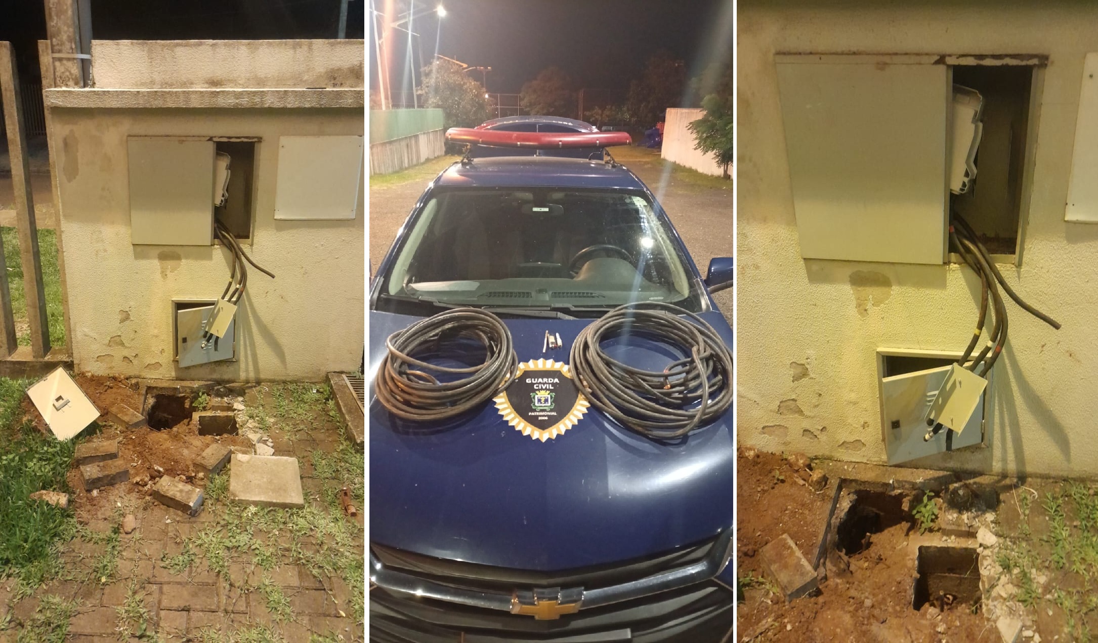 Imagens mostram local onde cabeamentos foram furtados na USF do Nova Cidade; GCP prendeu suspeito