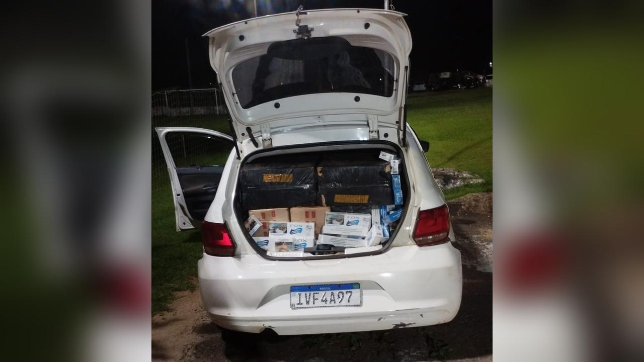 ROTAM apreende veículo e carga de cigarros após perseguição na zona rural