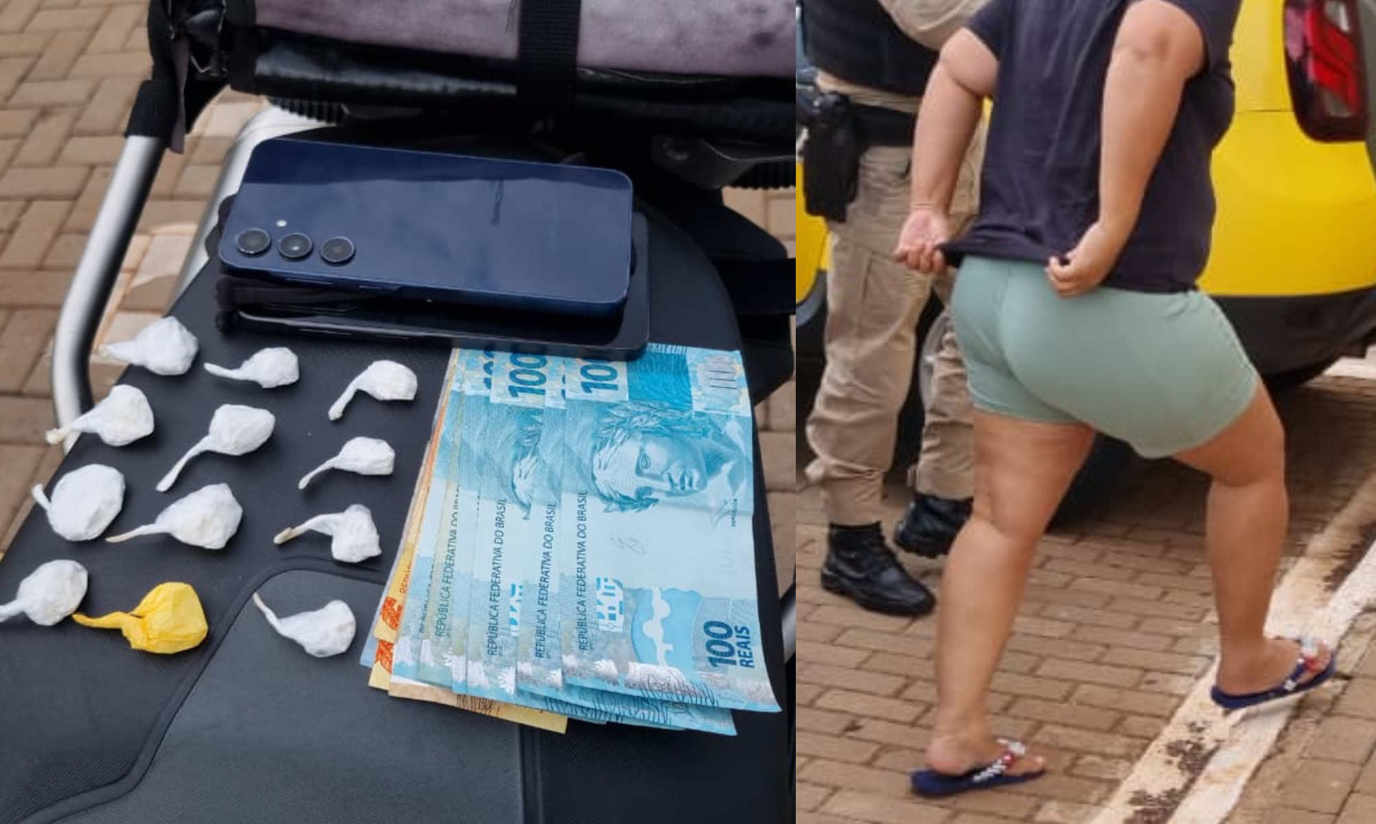 Abordada no portão, mulher é detida pela ROCAM em posse de 12 porções de cocaína no Bairro São Cristóvão