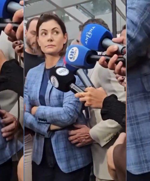 Vídeo que circula nas redes sociais mostra toque inapropriado em Michelle Bolsonaro durante ato político Imagem referente a Vídeo que circula nas redes sociais mostra toque inapropriado em Michelle Bolsonaro durante ato político