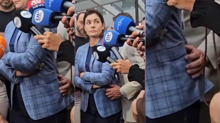 Vídeo que circula nas redes sociais mostra toque inapropriado em Michelle Bolsonaro durante ato político