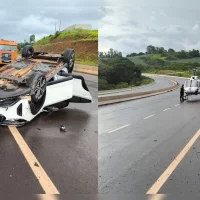 Imagem referente a Médica é socorrida de helicóptero após capotamento no contorno de Jandaia do Sul