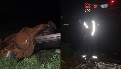 Imagem referente a Homem morre e três ficam feridos após colisão entre carro e caminhonete na PR-488