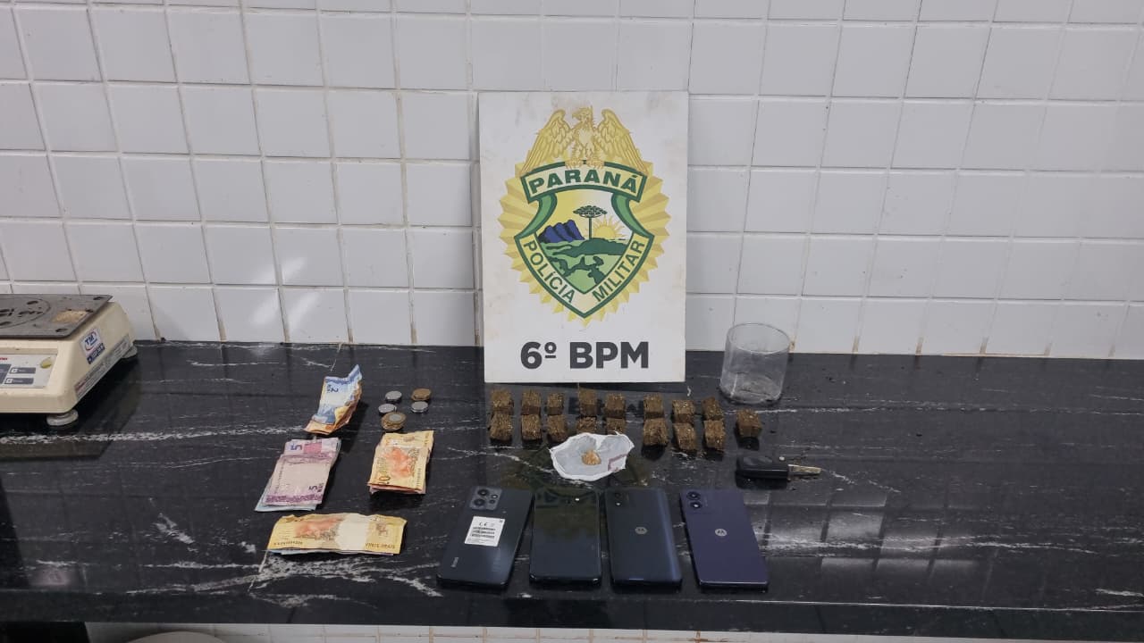 Ação do Choque apreende carro e detém cinco suspeitos de tráfico de drogas em Cascavel