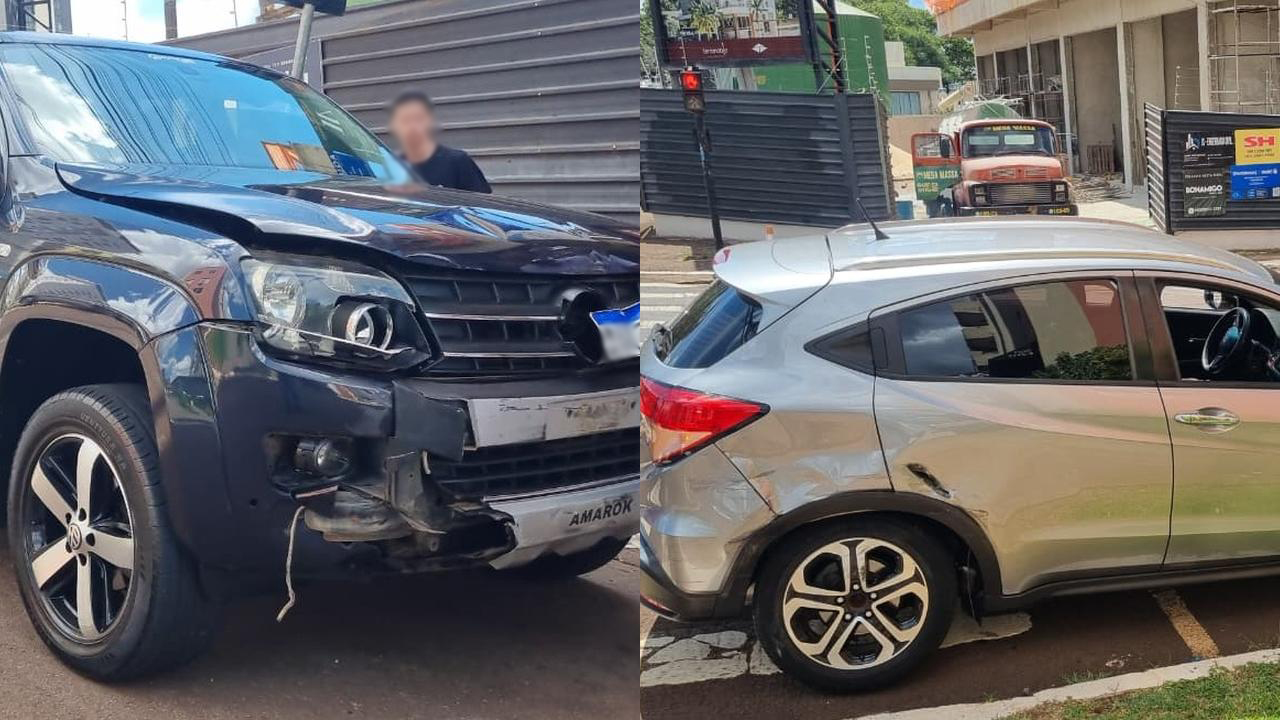 Acidente entre Amarok e HR-V é registrado no Centro de Cascavel
