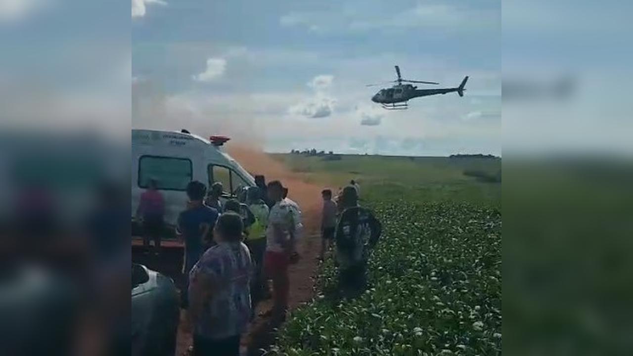 Grave acidente com motociclista mobiliza helicóptero do Samu em Farol