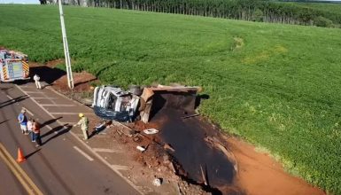 Imagem referente a Imagens aéreas mostram local do acidente que vitimou Marciano Rodrigo Kuhn