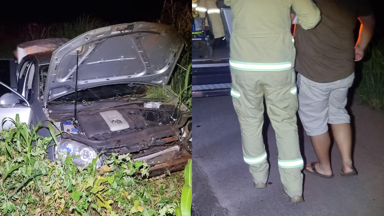 Jetta sai da pista e SIATE é acionado na BR-163, em Cascavel