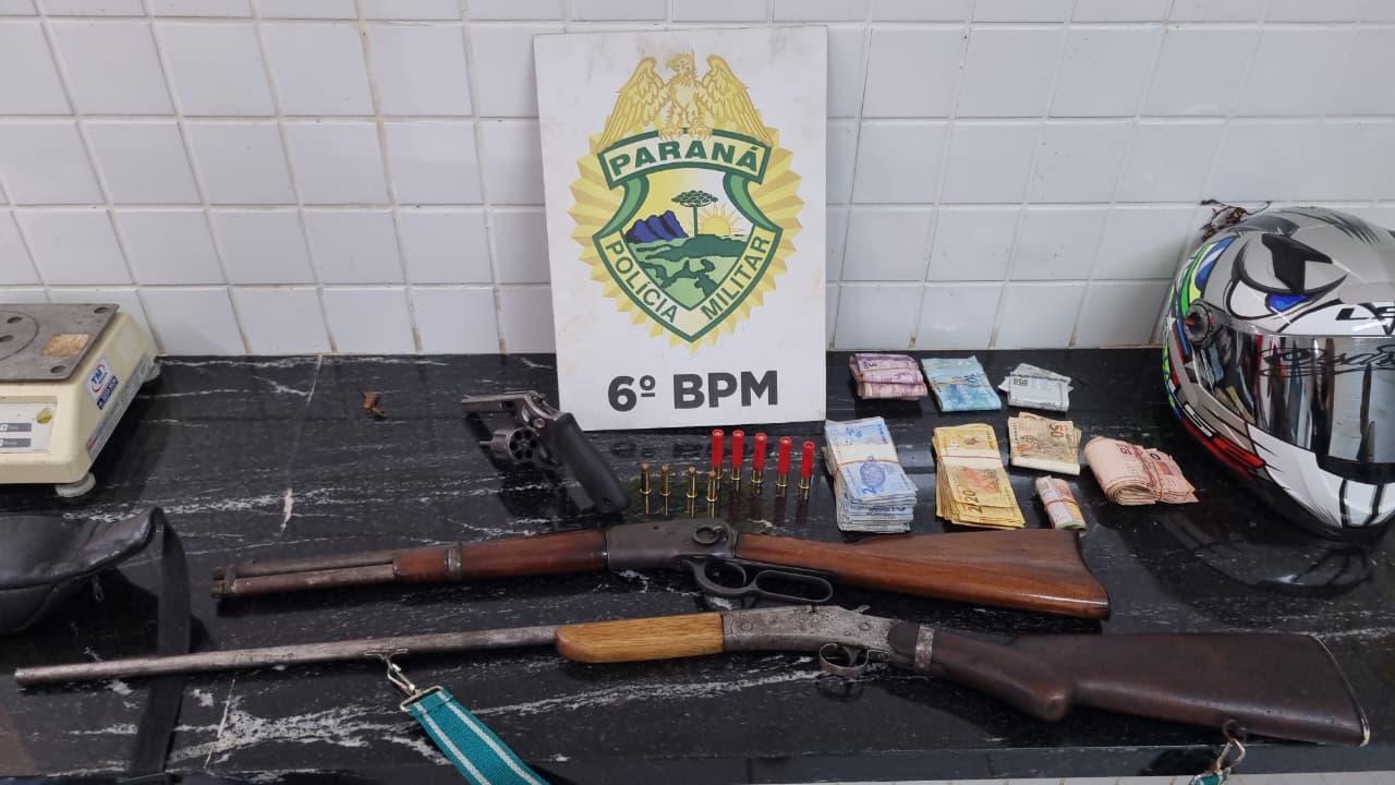 Dupla é detida com arsenal e R$ 4 mil após denúncia de violência doméstica em Ramilândia