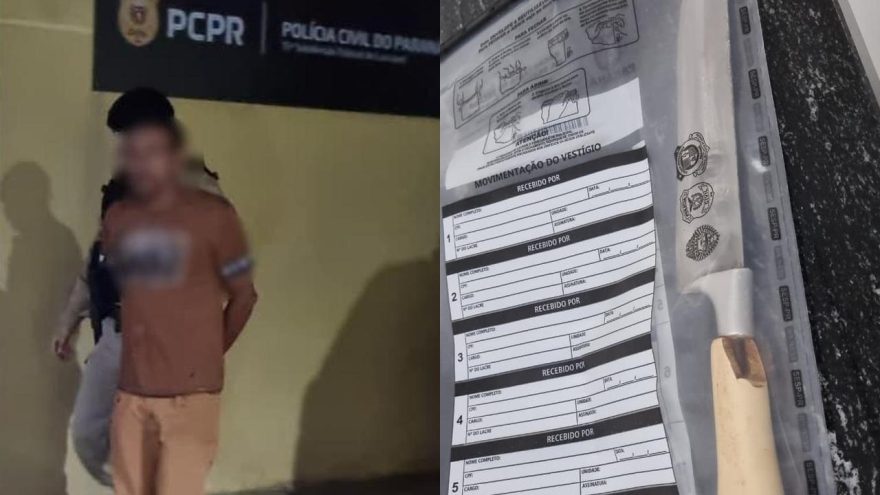 Homem é encaminhado à delegacia após agredir filho de 13 anos e ameaçar com faca a ex-companheira em Corbélia