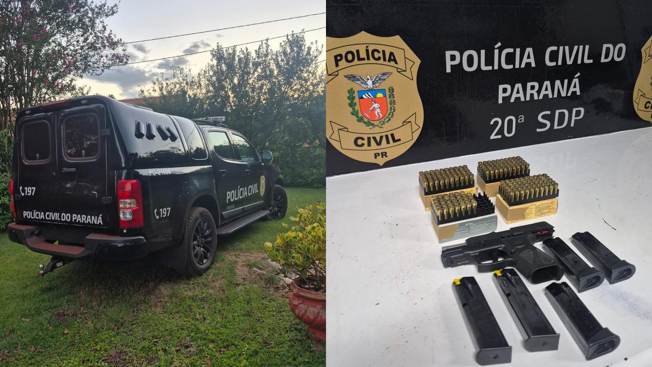Polícia Civil cumpre mandado e apreende pistola, munições e carregadores em Toledo