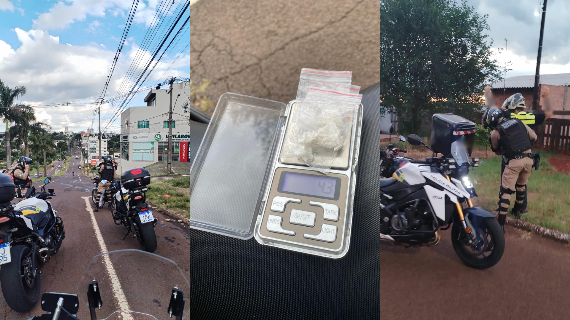 Blitz pega 5 motoristas sem carteira, recolhe motos e apreende cocaína na Região Oeste de Cascavel