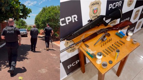 Polícia Civil apreende armas durante cumprimento de mandado em Jesuítas Polícia Civil apreende armas durante cumprimento de mandado em Jesuítas
