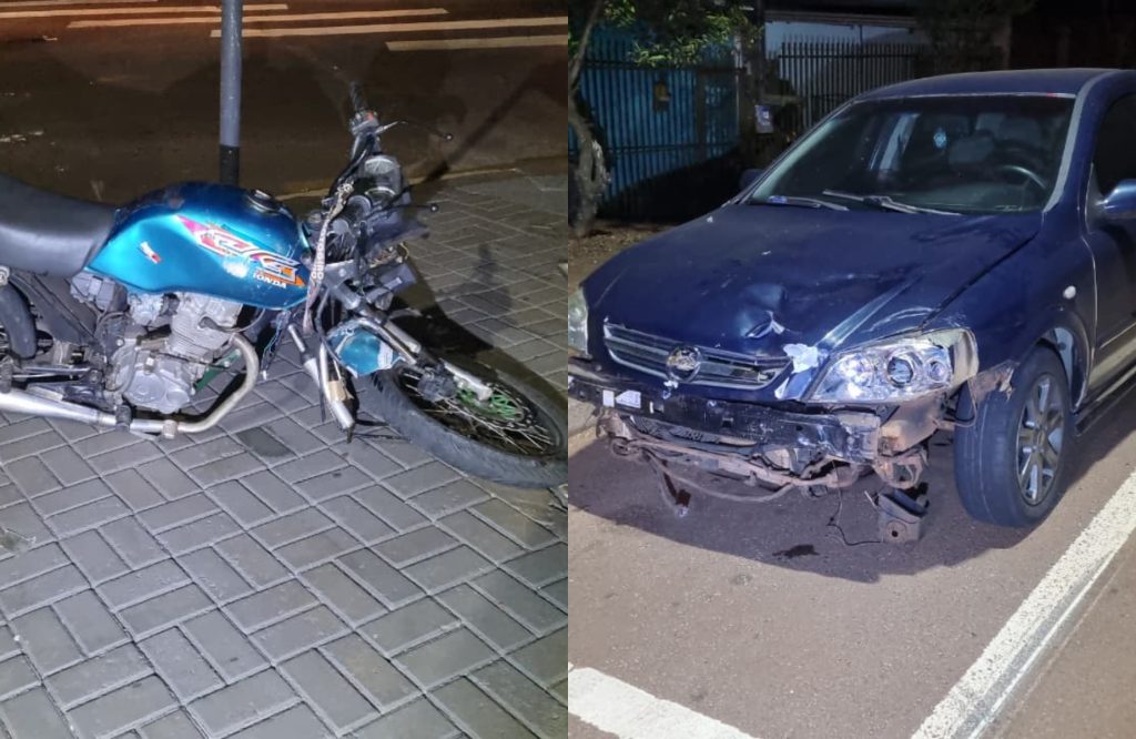 Honda CG e Astra se envolvem em colisão no Bairro Cascavel Velho