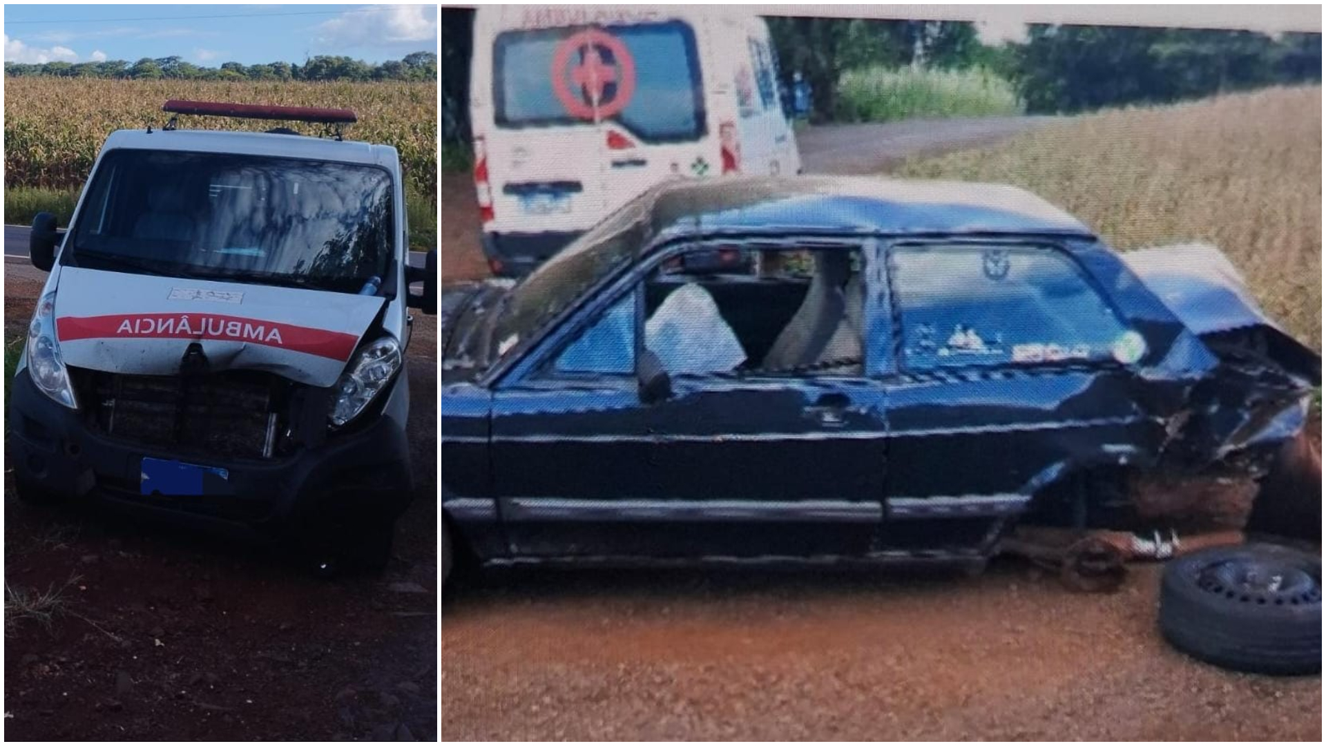 Ambulância e Voyage colidem PRC-467, em Marechal Rondon