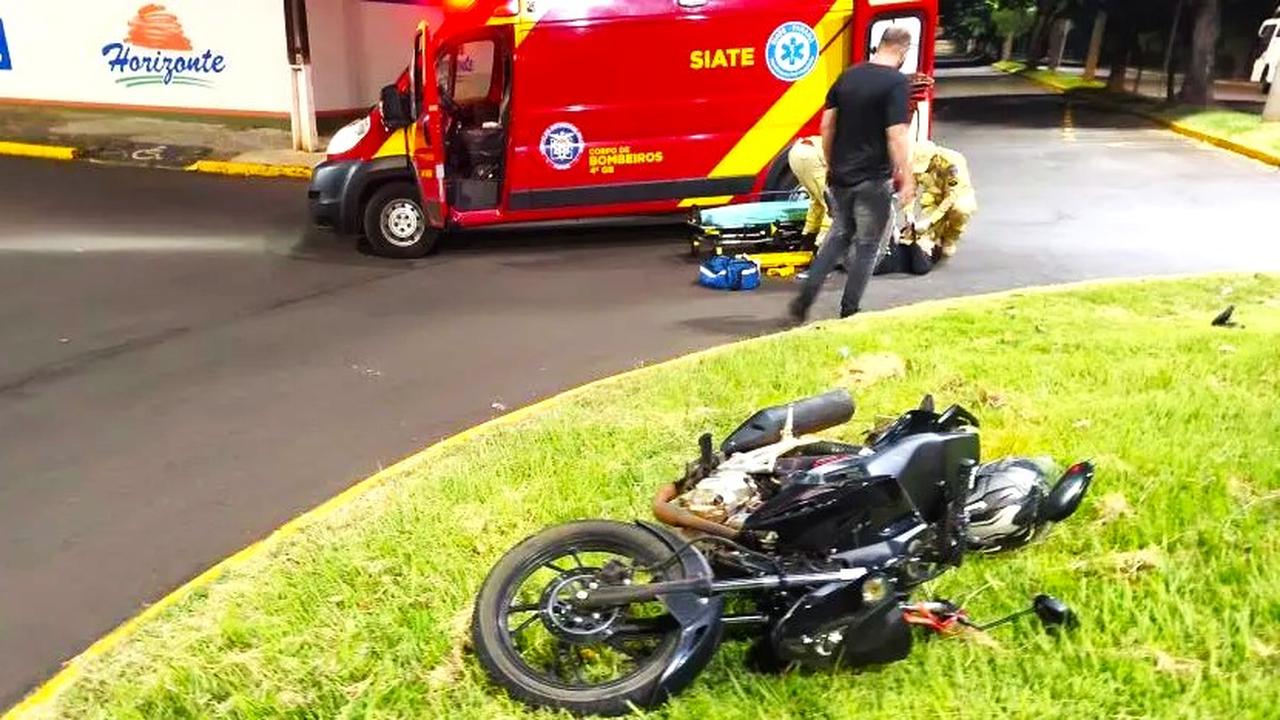 Motociclista é socorrido após queda na região central de Marechal Rondon