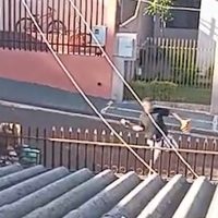 Vídeos mostram homem apedrejando van durante confusão no Bairro Floresta, em Cascavel Imagem referente a Vídeos mostram homem apedrejando van durante confusão no Bairro Floresta, em Cascavel