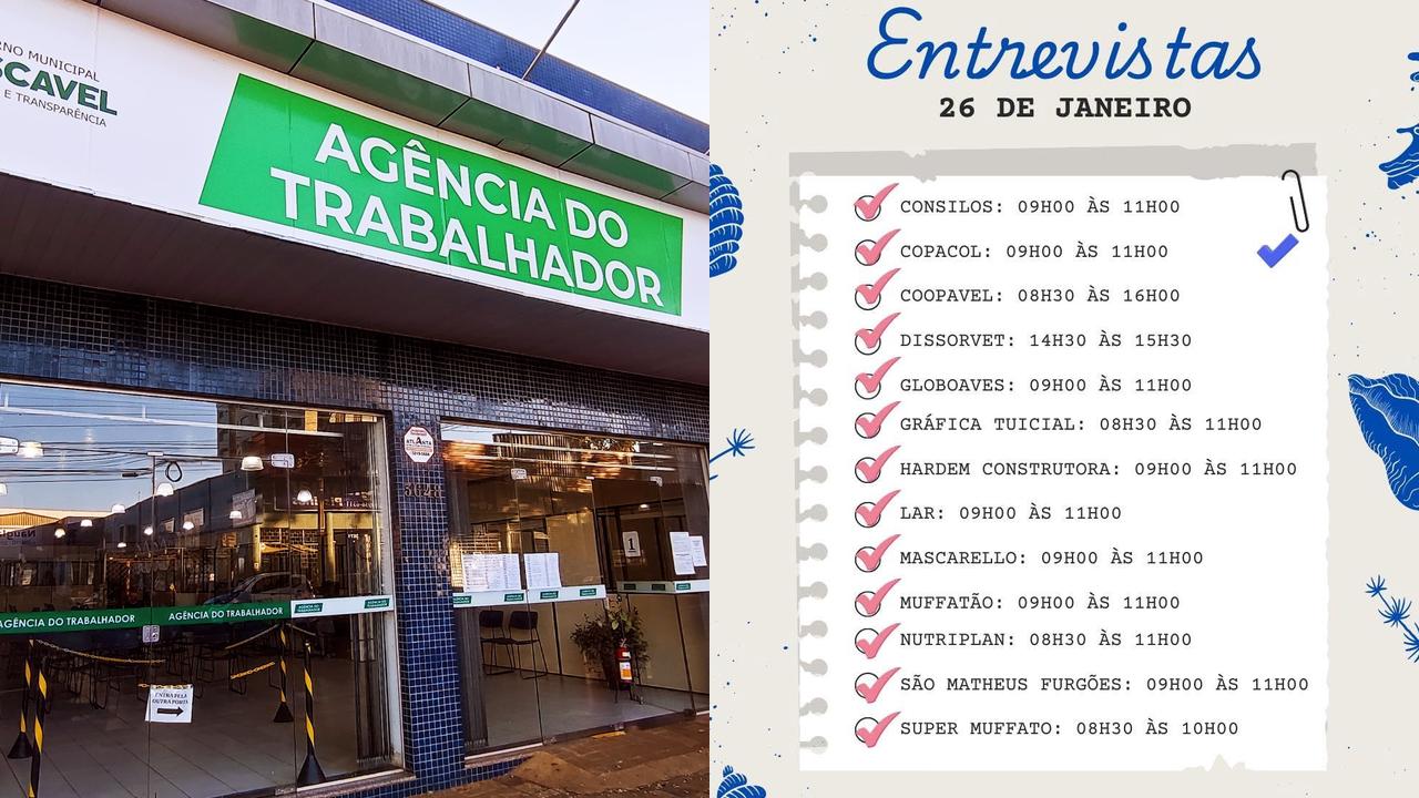 Agência do Trabalhador de Cascavel começa a semana com 1.546 ...