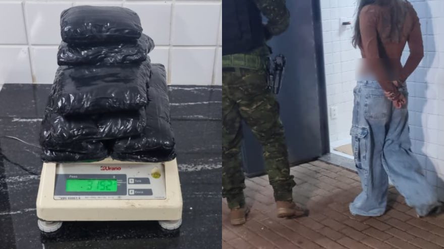 Jovem é flagrada com R$ 200 mil em haxixe preso às pernas em carro de aplicativo na BR-277