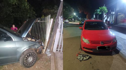 Gol destrói portão de residência após acidente no Universitário Gol destrói portão de residência após acidente no Universitário