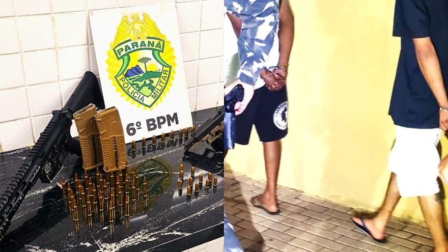Operação da Polícia Militar resulta na apreensão de um fuzil M4, de uma pistola Glock e na prisão de dois homens