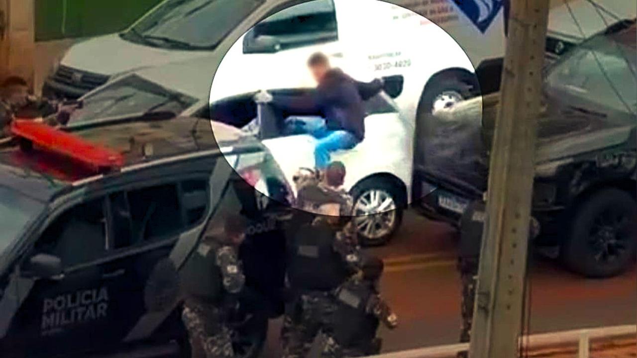 Imagem mostra momento em que terceiro suspeito baleado se rende após confronto com a PM em Maringá