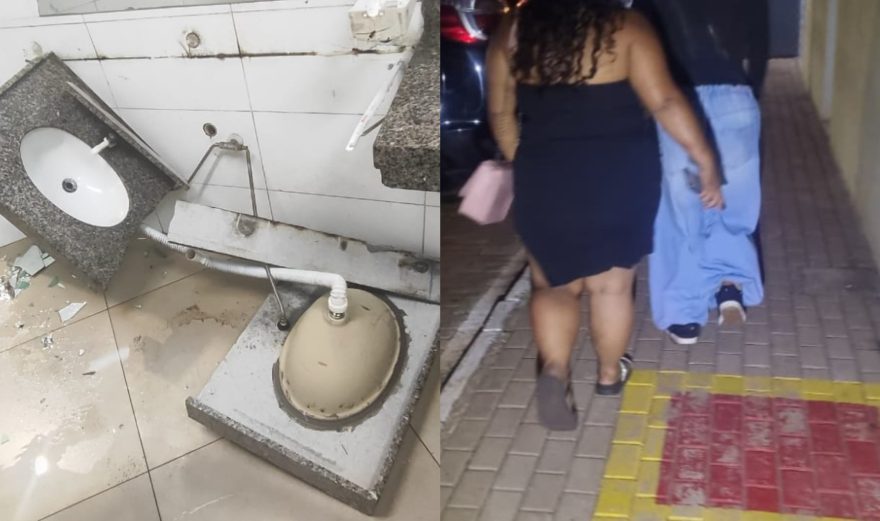 Dupla é levada à Delegacia após quebrar pedra de mármore em banheiro no Terminal Sul