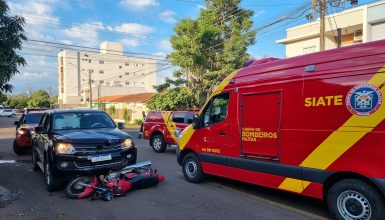 Imagem referente a Mulher tem lesão grave após colisão entre moto e Amarok no Alto Alegre