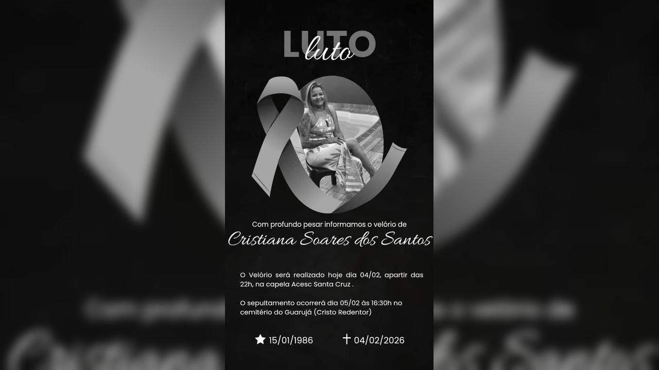 Cristiana Soares dos Santos, vítima de acidente de trânsito, será velada no Bairro Santa Cruz