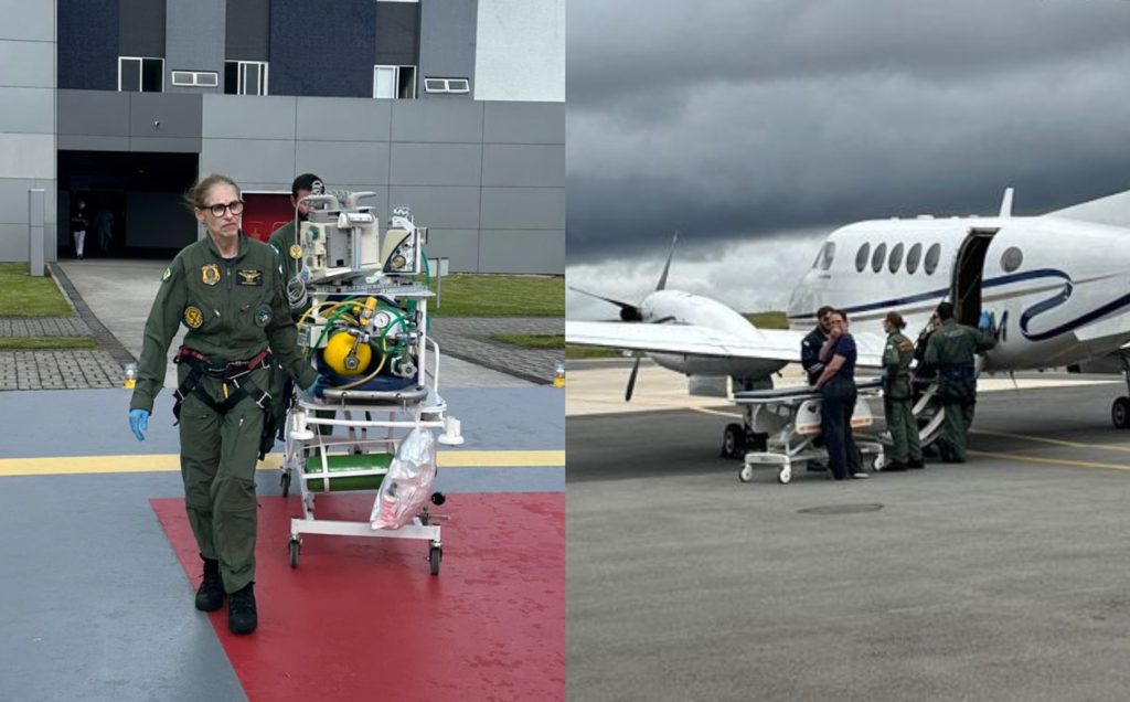 Bebê de 14 dias é transportado de avião e helicóptero da PRF para cirurgia cardíaca urgente