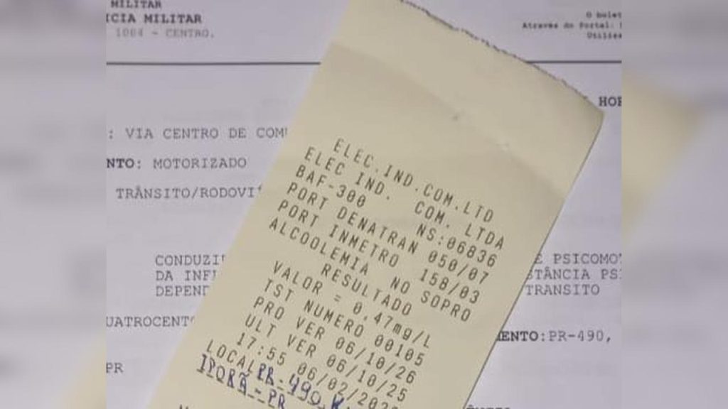 Homem é preso por embriaguez ao volante em fiscalização na PR-490, entre Iporã e Altônia