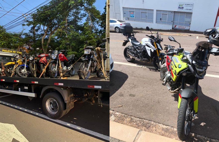 Fiscalização da PM apreende sete motocicletas durante operação de trânsito em Cascavel