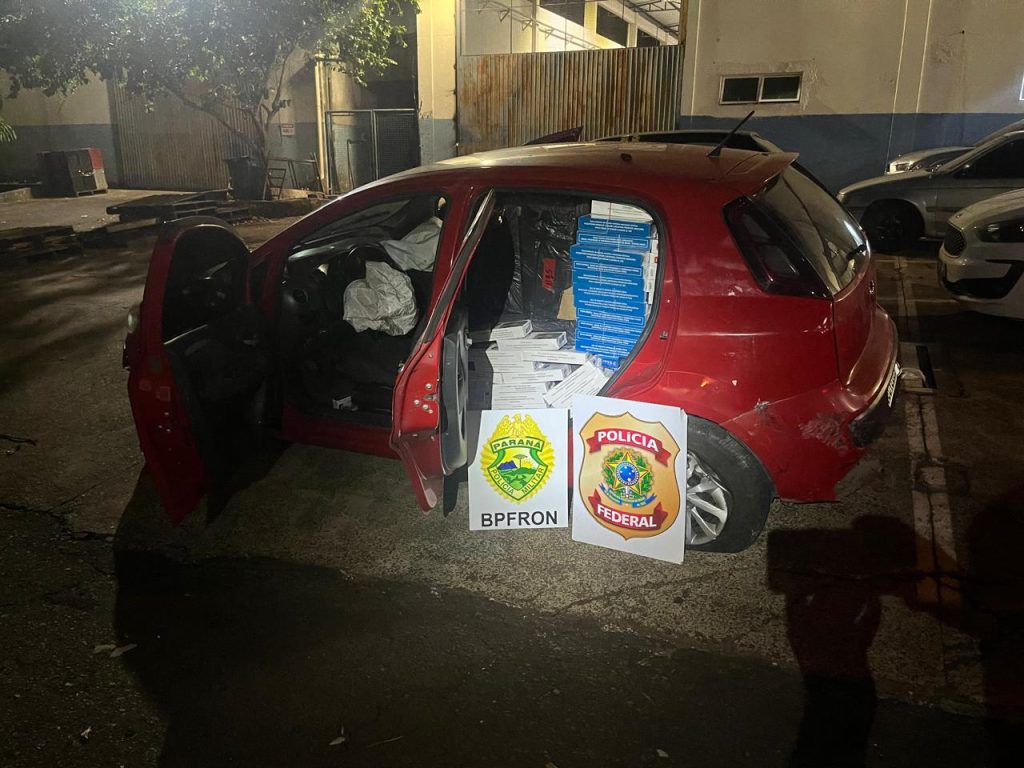 BPFron e PF apreendem carga de cigarros contrabandeados do Paraguai em Matelândia